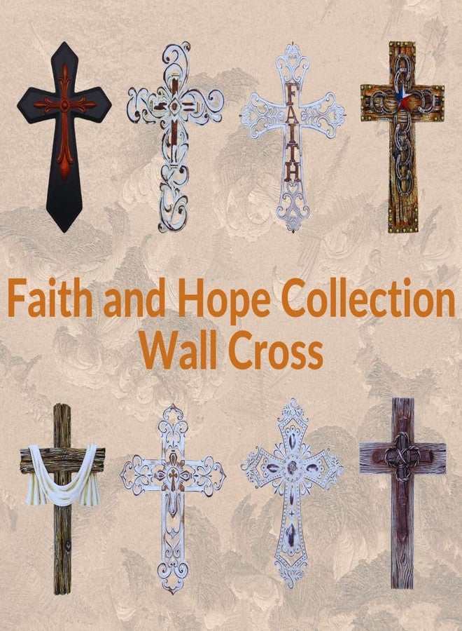 Comfy Hour Faith and Hope Collection Faux Wood Design Industrial Style, Nail and Wire Wall Cross, Brown - Image 5
